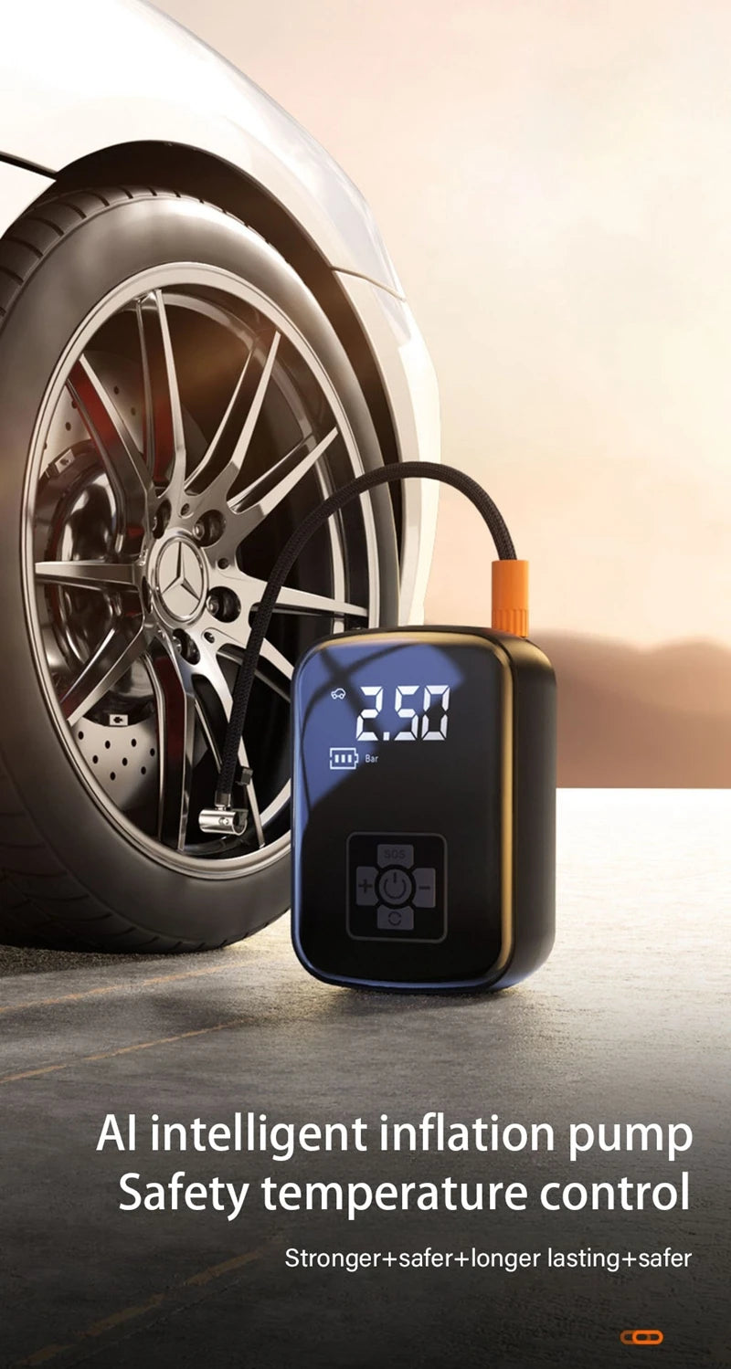 🚗 Portable Wireless Air Compressor 🔧 – Electric Tire Inflator