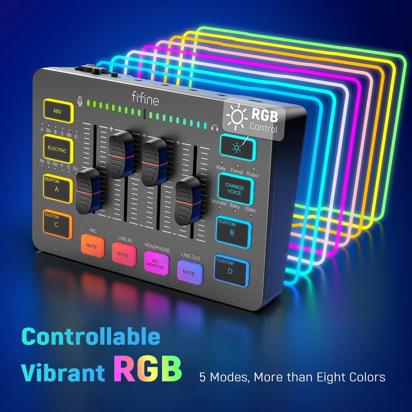 FIFINE RGB Gaming Mixer 🎮 – 4-Channel XLR Audio Interface for Gaming, Streaming, Podcasts & More