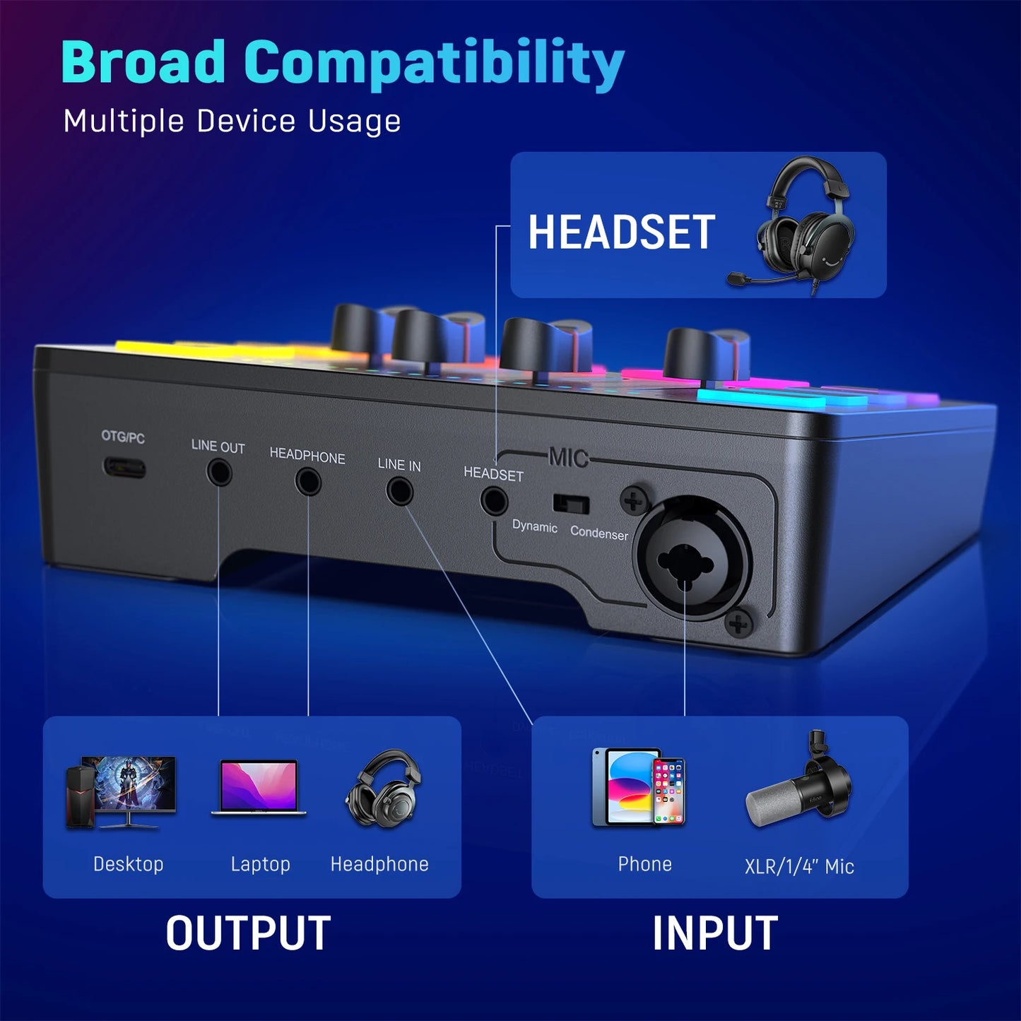 FIFINE RGB Gaming Mixer 🎮 – 4-Channel XLR Audio Interface for Gaming, Streaming, Podcasts & More